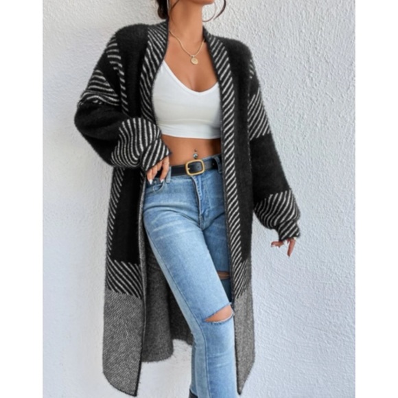 Cozy Fuzzy Open Front Duster  Cardigan - Picture 4 of 6